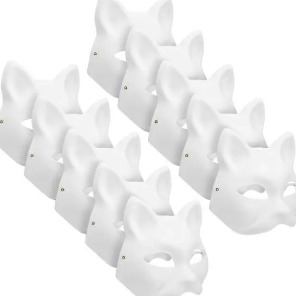 10 st Therian Mask Katt Räv Mask Therian Halloween Mask Therian Kostym för Barn Vuxna Blank Mask för Semesterfest & Therian> Masker