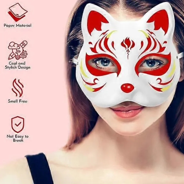 10 st Therian Mask Katt Räv Mask Therian Halloween Mask Therian Kostym för Barn Vuxna Blank Mask för Semesterfest & Therian> Masker