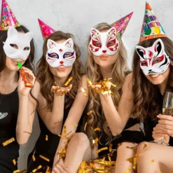 10 st Therian-mask Katt Räv Mask Therian Halloween Mask Therian Kostym för Barn Vuxna Tom Mask för Jul Fest & Therian WELLNGS><noscript><img width=
