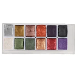 12 st Vattenfärgset Retro Metall Portabel Högpigment Konstmaterial för Studenter Vuxna Konstnärer><noscript><img width=