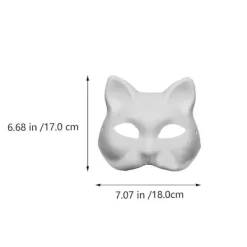 15 st vita dekorativa målningsbara masker, halv ansikte, kattmasker, Halloweenfest, tomt vanligt papper> Masker