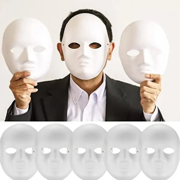 10 st vita målningsbara pappersmasker, gör-det-själv-masker av pappersmassa, målade masker för gör-det-själv-halloween Mardi Gras-fest> Masker