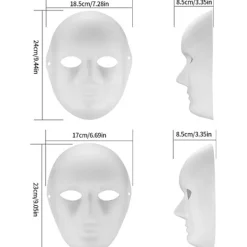 10 st vita målningsbara pappersmasker, gör-det-själv-masker av pappersmassa, målade masker för gör-det-själv-halloween Mardi Gras-fest> Masker