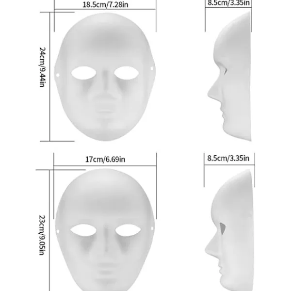 10 st vita målningsbara pappersmasker, gör-det-själv-masker av pappersmassa, målade masker för gör-det-själv-halloween Mardi Gras-fest> Masker