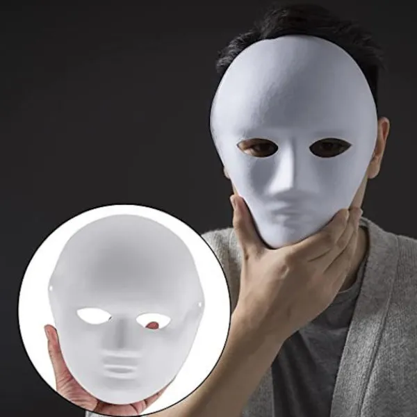 10 st vita målningsbara pappersmasker, gör-det-själv-masker av pappersmassa, målade masker för gör-det-själv-halloween Mardi Gras-fest> Masker