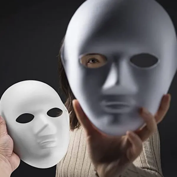 10 st vita målningsbara pappersmasker, gör-det-själv-masker av pappersmassa, målade masker för gör-det-själv-halloween Mardi Gras-fest> Masker