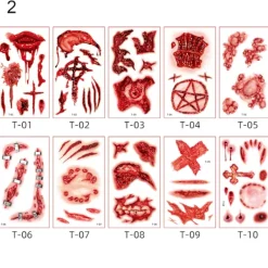 10 st/set PVC Tatuering Klistermärke Iögonfallande Skräck Visuell Effekt DIY Falsk Kroppstatuering För Fest 2> Smink