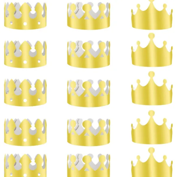 36 stycken gyllene kungakronor guldfolie papper party krona hatt mössa för födelsedagsfirande babyshower fotorekvisita (guld)> Huvudbonader