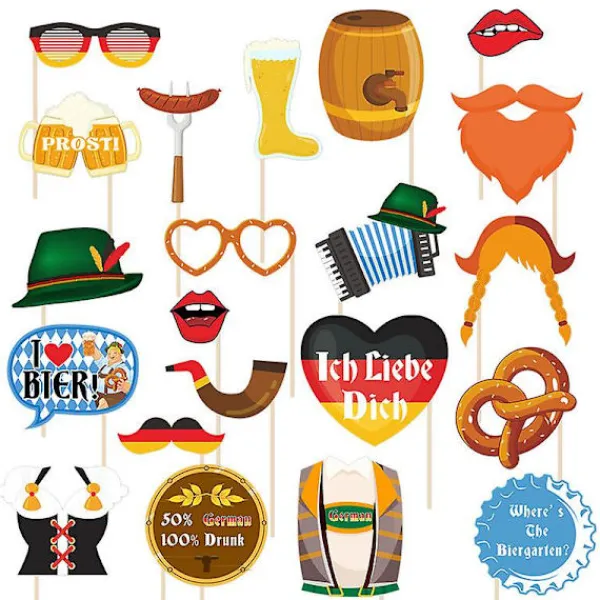 21 stycken Oktoberfest-festdekorationer, bayerska ölfestivalpappersglasögon, roliga fotobåsprylar, glasögon för tysk tema Oktoberfest> Tillbehör