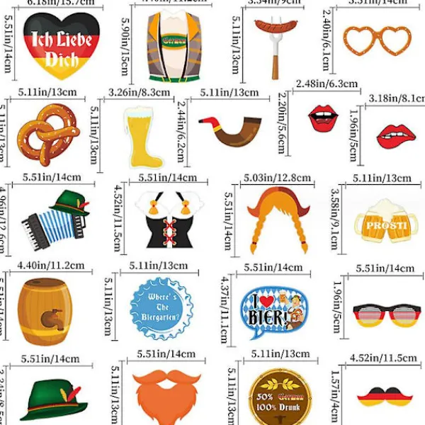 21 stycken Oktoberfest-festdekorationer, bayerska ölfestivalpappersglasögon, roliga fotobåsprylar, glasögon för tysk tema Oktoberfest> Tillbehör