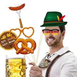 21 stycken Oktoberfest-festdekorationer, bayerska ölfestivalpappersglasögon, roliga fotobåsprylar, glasögon för tysk tema Oktoberfest><noscript><img width=