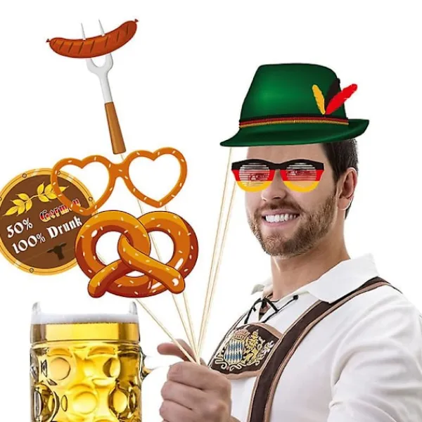 21 stycken Oktoberfest-festdekorationer, bayerska ölfestivalpappersglasögon, roliga fotobåsprylar, glasögon för tysk tema Oktoberfest> Tillbehör