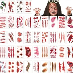 300 Temporära Tatueringar - Halloween Ärr Tatueringar - Ansikts- och Kroppsmakeup Klistermärken - 3D Simulering Falska Sår - Mörka Ärr Klistermärken - Rollspels Prank... | Fyndiq> Smink