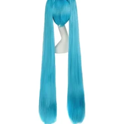 47 tum/120 cm 2 Hästsvansar Lång Rak Cosplay Kostymfest Peruk (Cyan Blå)><noscript><img width=