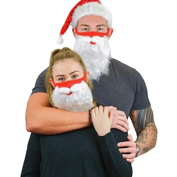 ATELA 3 uppsättningar med slutna masker Rolig skäggig jultomtekostym för vuxna till jul (One Size)> Tillbehör