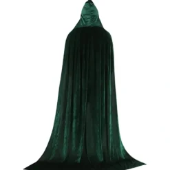 1 Vuxen Huvudkappa, Cosplay Kostym Sammetsrock, Kappa Häxa Trollkarl Mantel Grön Grön> Dräkter