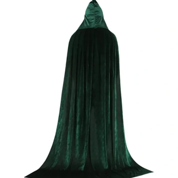 1 Vuxen Huvudkappa, Cosplay Kostym Sammetsrock, Kappa Häxa Trollkarl Mantel Grön Grön> Dräkter