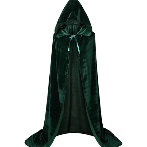 1 Vuxen Huvudkappa, Cosplay Kostym Sammetsrock, Kappa Häxa Trollkarl Mantel Grön Grön> Dräkter