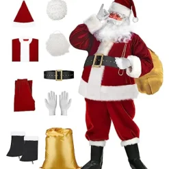 ATELA 1 XXL jultomtekostym herrdräkt tomtedräkt set tomtedräkt juldräkt> Dräkter