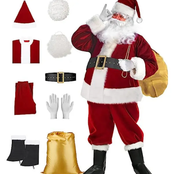ATELA 1 XXL jultomtekostym herrdräkt tomtedräkt set tomtedräkt juldräkt> Dräkter