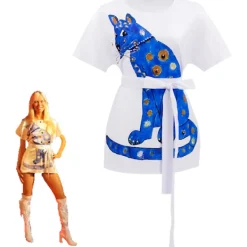 ABBA Agnetha Fältskog Blå Kostym Outfit för Halloweenfest Cosplay[JUN] M> Dräkter