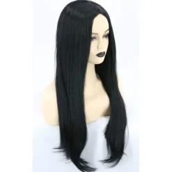 Adams mamma Cosplay Peruk Kvinna Lång Svart Rak Peruk Halloween><noscript><img width=