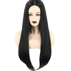 Adams Mammas Cosplay-Peruk Kvinnors Lång Svart Rak Peruk Halloween> Peruker