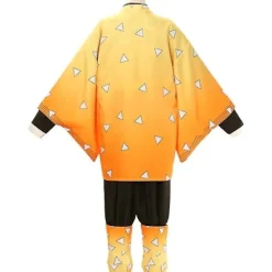 Adult Kids Anime Demon Slayer Kimetsu No Yaiba Agatsuma Zenitsu Cosplay Costumes Halloween Costume Kimono Anime Figure Suit -a Bxz XXL><noscript><img width=