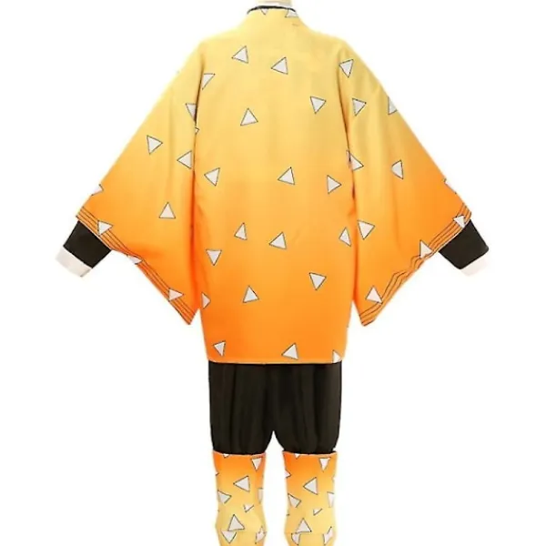Adult Kids Anime Demon Slayer Kimetsu No Yaiba Agatsuma Zenitsu Cosplay Costumes Halloween Costume Kimono Anime Figure Suit -a Bxz XXL> Peruker