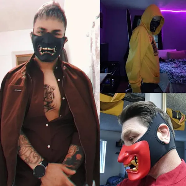 Airsoft Halv ansiktsmask, Ond Demon Monster Kabuki Samurai Hannya> Masker