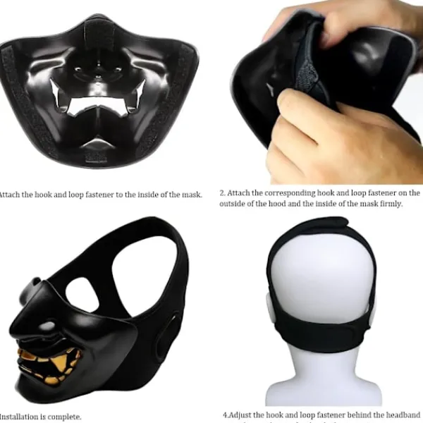 Airsoft Halv ansiktsmask, Ond Demon Monster Kabuki Samurai Hannya> Masker