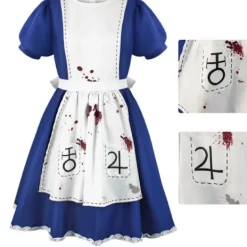 KOOLYOU Alice Madness Returns Cosplay Kostym Alice Maid Klänning Uniform Vuxna Kvinnor Halloween Anime Flickor Karneval Klä Ut Fest M costume and wig><noscript><img width=