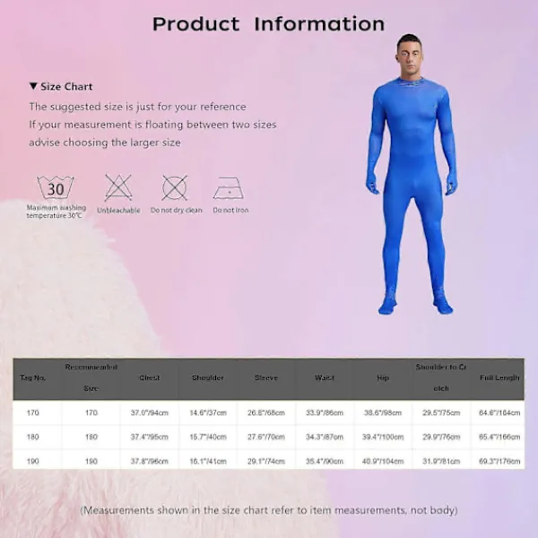 Andra Hud Kostym, Helkroppsdräkt Maskerad, Komedi Utklädningskostymer Vit 140CM 170CM> Dräkter