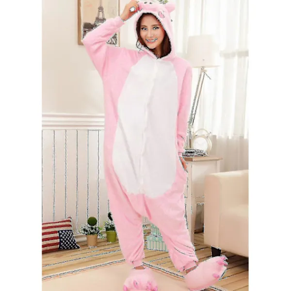 TryggHandla Animal Onesie Dam Flannel Pyjamas Set Vuxen Unisex Män Halloween Gris Cosplay Kostym Par-lingling} 10T(Height 125-134CM> Dräkter