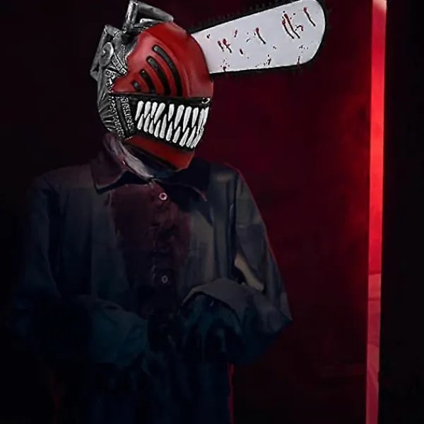 FMYSJ Anime Chainsaw Man Cosplay Latex Mask Skräck Blodig Pochita Denji Läskig Hjälm Huvudbonad Halloween Maskerad Party Kostym Rekvisita -NMAOV (FMY)> Masker