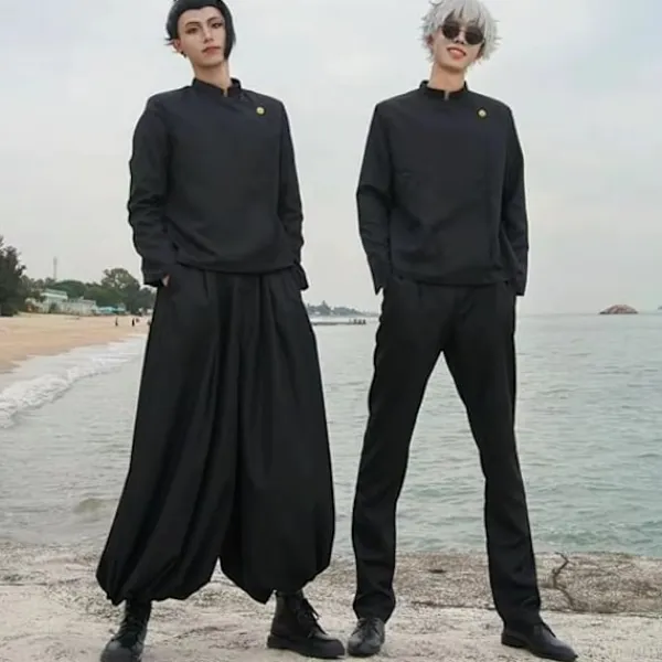 Anime Cosplay Kostym Kimono Robe Geto Suguru Cosplay Outfit Uniform Halloween Anime Kostym med Peruk M> Dräkter