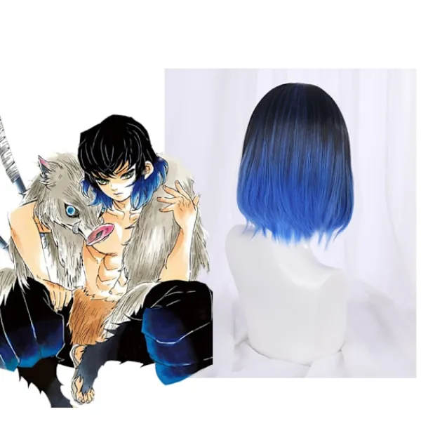 Anime Cosplay Peruker, Värmebeständiga Syntetiska Peruker för Halloween, Vardagliga Festkläder Tillbehör (Svart Mörkblå Gradient)> Peruker