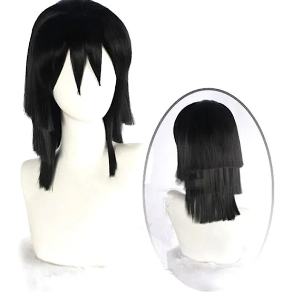 Anime Demon Slayer Kimetsu No Yaiba Iguro Obanai Cosplay Peruker Kostymer_Kvalitetsgåvor Svart 1 st 1pc> Peruker
