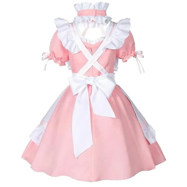 Anime Fransk Hembiträde Förkläde Lolita Maskerad Cosplay Kostym Pälsig Katt Öra Handskar Strumpor Set för Kvinnor-Perfekt XL> Dräkter