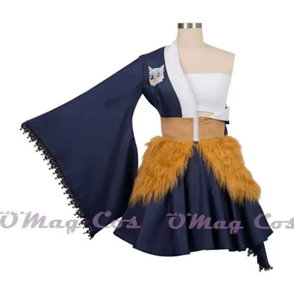 AIZHENCHEN Anime Hashibira Inosuke Cosplay Halloween Kostymer för Kvinnor Kostym Klänning Lek Kläder Uniform Klänning Kostym Roll XL XL XL{AZC} XL short wig> Peruker