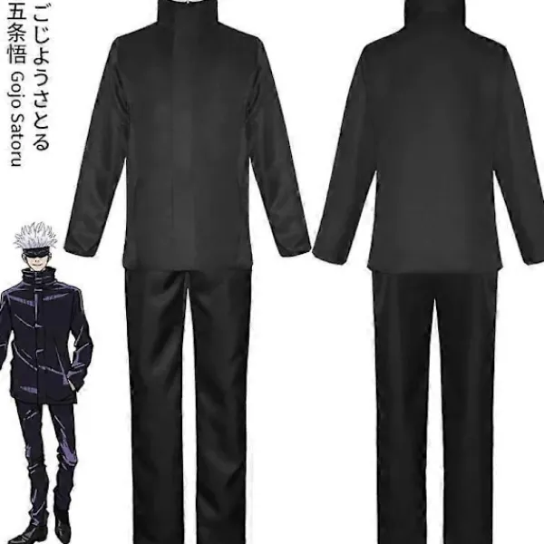 Anime Jujutsu Kaisen Gojo Satoru Cosplay Kostym Ögonlapp Peruker Glasögon Kostym Halloween Kostymer för Män-Perfet S> Peruker