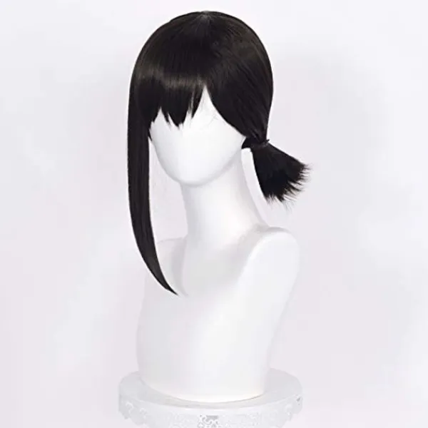 Anime Kort Svart Cosplay Peruk Med Lugg För Motorsågsmannen Halloween Cosplay (higashiyama kobeni)> Peruker