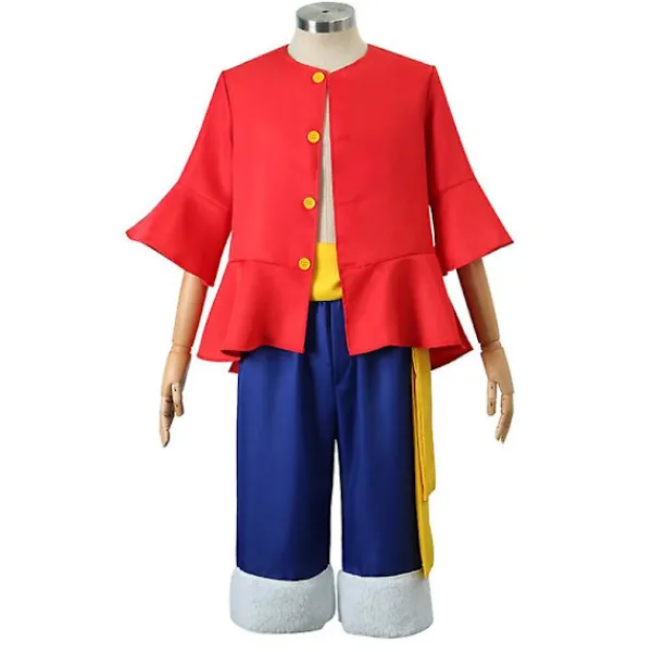 Anime One Piece Cos Suit Monkey D. Luffy Cosplay Kostym Stråhatt Skor Rekvisita Två år senare generationens Kläder Halloween Ny> Dräkter