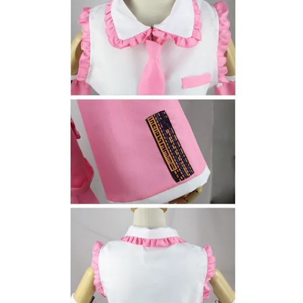 Anime Rosa Hatsune Miku Maid Cosplay Kostym Outfit Peruk Dam Fancy Dress Endast Peruk One Size> Peruker