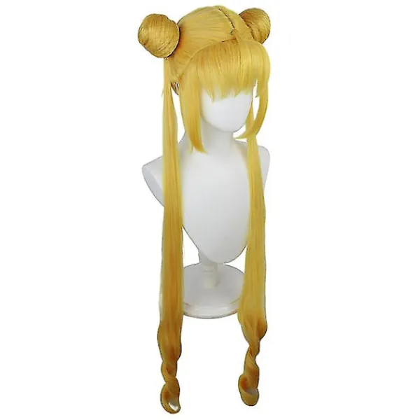 KOOLMEI Anime Sailor Moon Peruk Cosplay Kostym Dam Gyllene långt syntetiskt hår Halloween Party Rollspel Peruker> Peruker