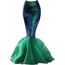 Anime Sexig Sjöjungfru Ariel Prinsessa Kostymer Kvinnor Svans Kostym Cosplay Party Glittrande Panel Paljettkjol Halloween Maskerad M> Dräkter