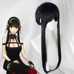 Anime SPY×FAMILY Yor Forger Lång Svart Cosplay Peruk Hårrulle Pl Svart One Size><noscript><img width=