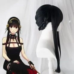 Anime SPY×FAMILY Yor Forger Lång Svart Cosplay Peruk Hårnät Svart One Size><noscript><img width=