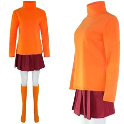 Anime Velma Cosplay Costume Movie Character Orange Uniform Halloween Costume For Women Girls Cosplay Costume Wig -a Z 3XL | Fyndiq> Dräkter