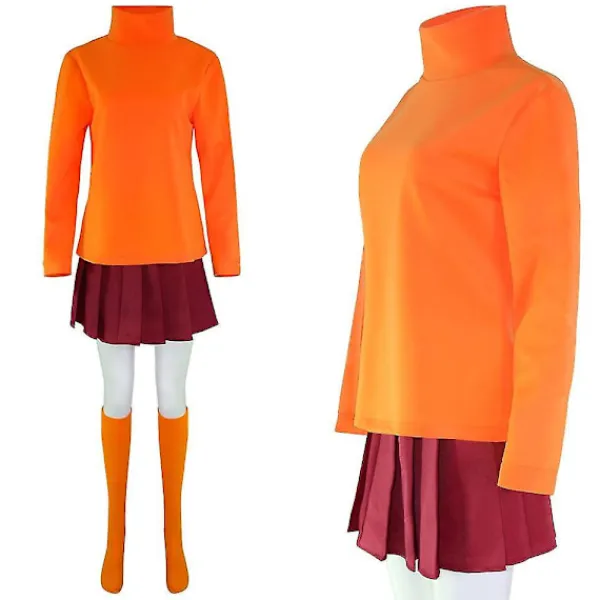 Anime Velma Cosplay Costume Movie Character Orange Uniform Halloween Costume For Women Girls Cosplay Costume Wig -a Z 3XL | Fyndiq> Dräkter